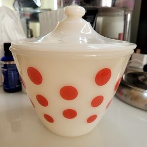Fire King Red Dot Grease Bowl